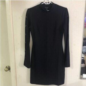 Elegant Black Button-Sleeve Dress